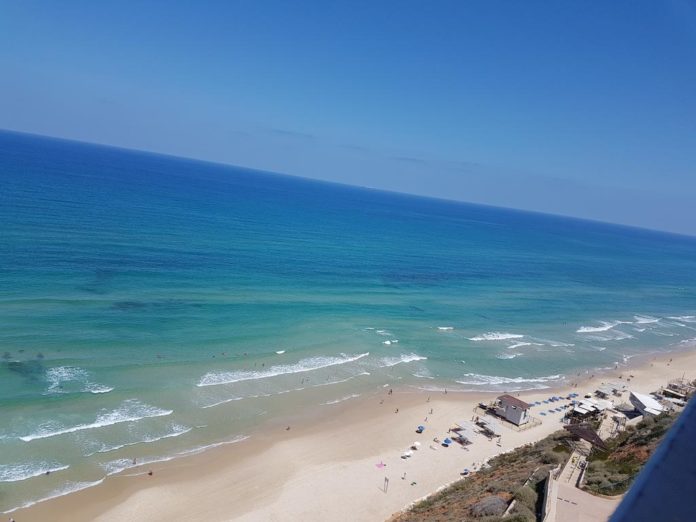 View of the beach and sea from Kiryat Sanz