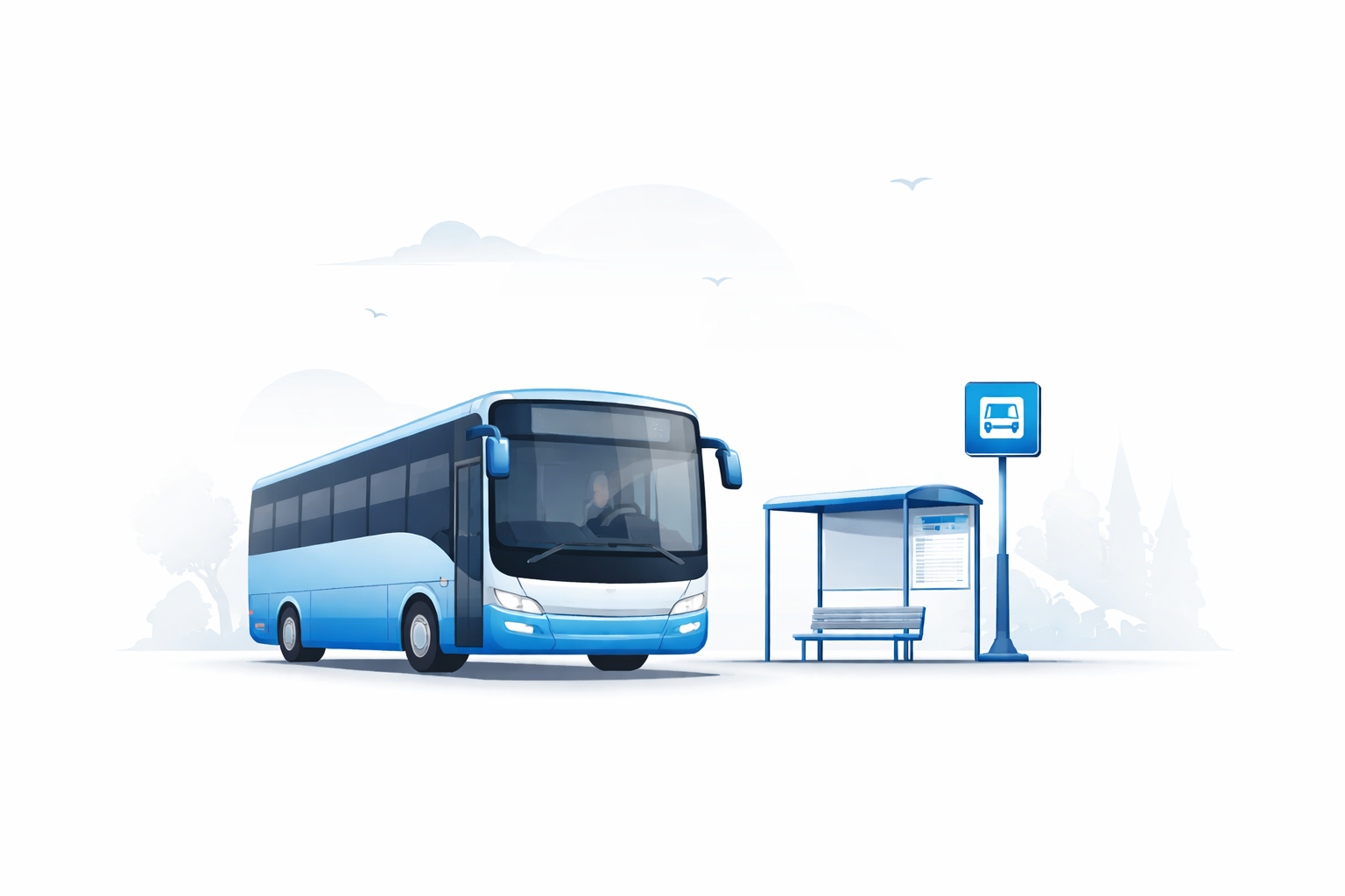 Bus and bus stop with schedule – transport to Kiryat Sanz Netanya